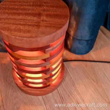 Cylinder Hollow Wooden Lamp With Dimmer Switch